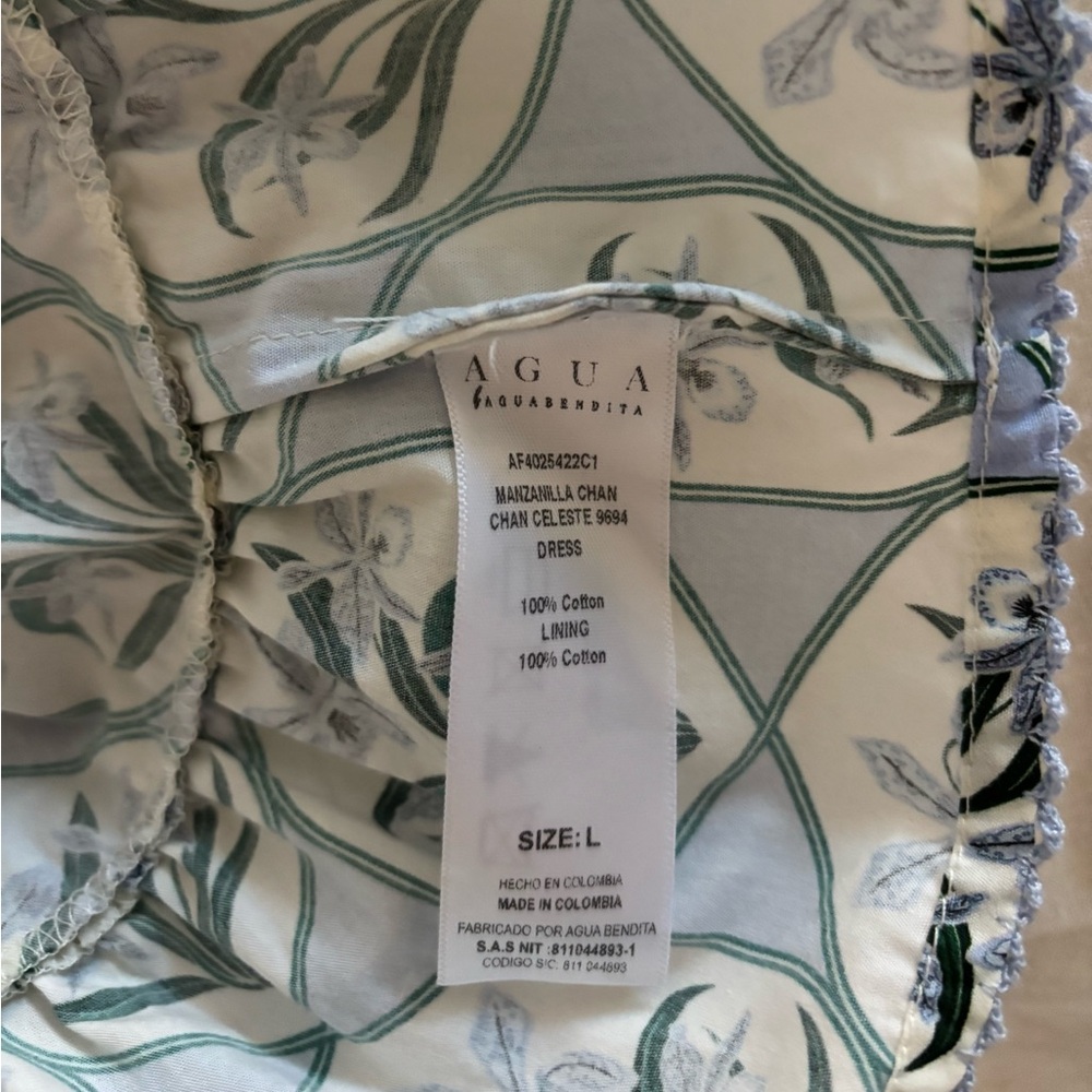 Agua by Agua Bendita Manzanilla Blue Floral Mini Dress Large Retail $410 - Picture 10 of 14